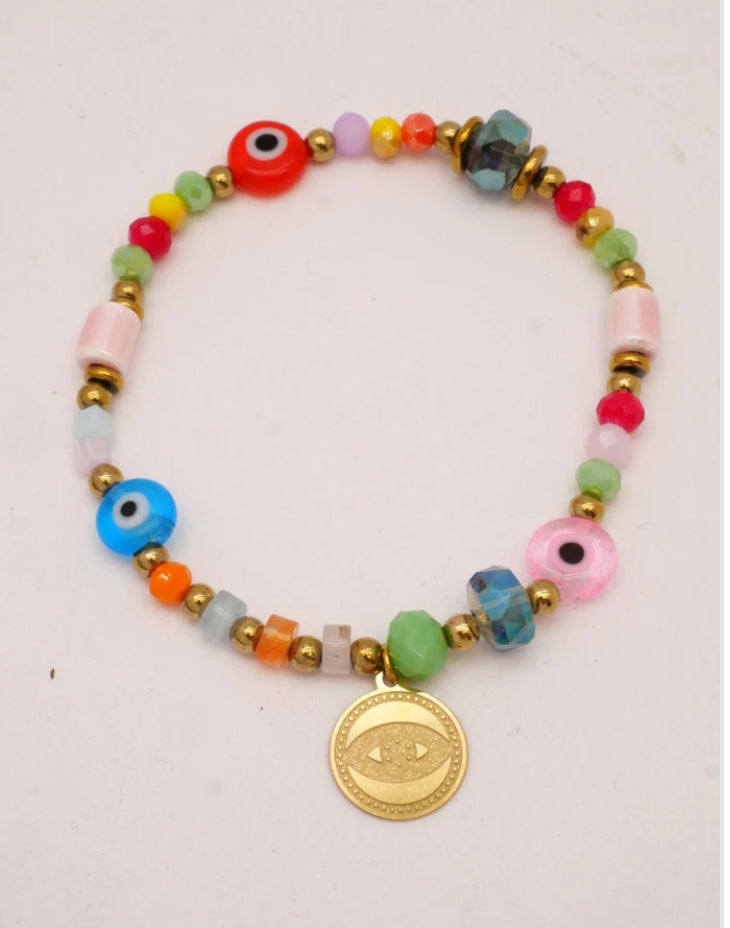 EVIL EYE BEAD BRACELET- MULTI