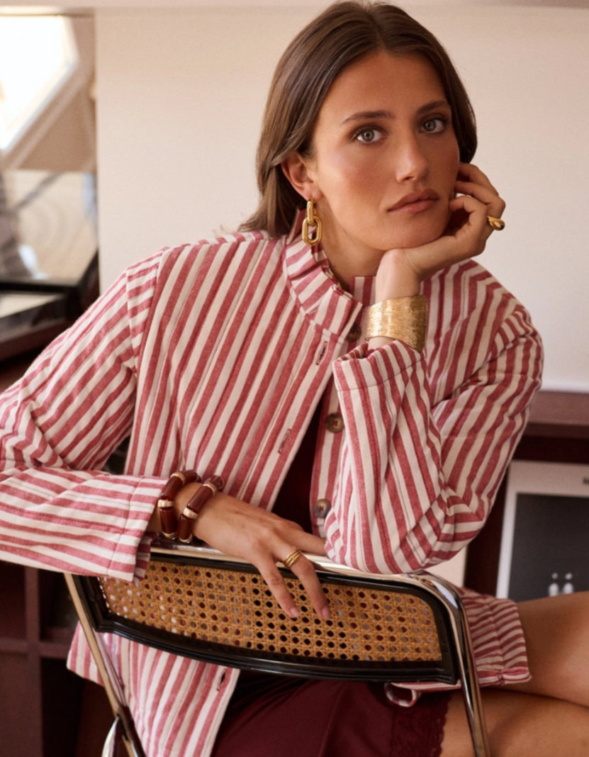 FRILL STRIPE PADDED JACKET - 14-16