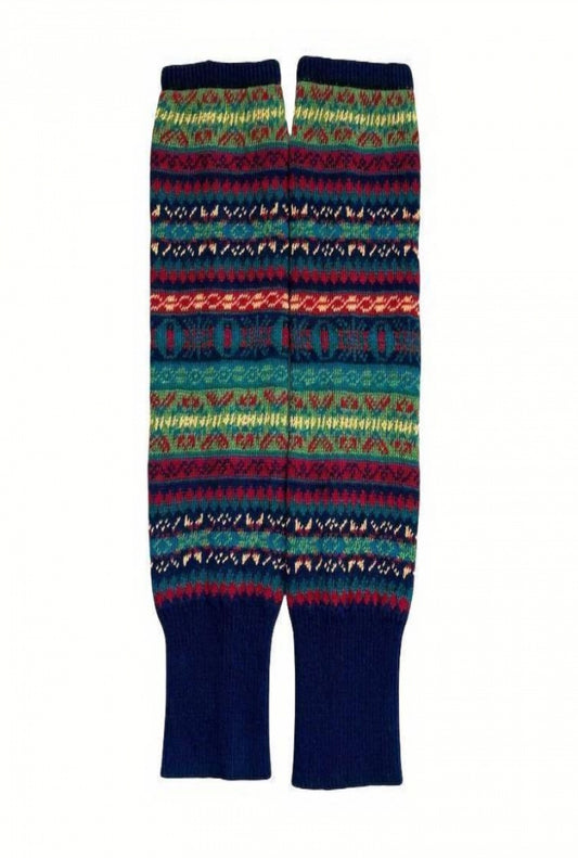 FAIR ISLE KNIT LEG/ARM WARMERS - NAVY