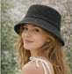 WOVEN SEQUIN BUCKET HAT - BLACK