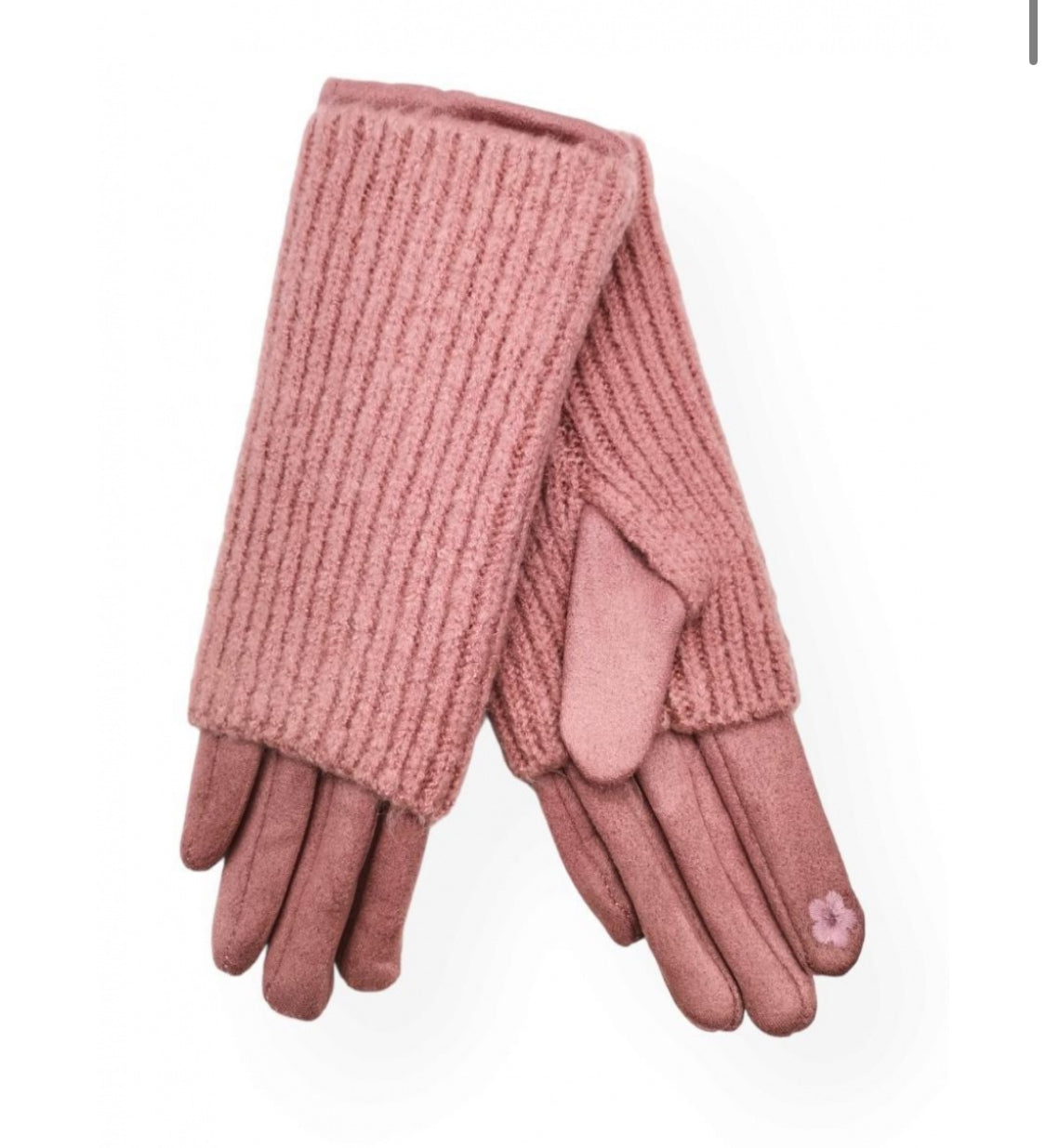 VELOUR GLOVES WITH REMOVABLE KNIT MITTS