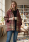 CHECK DOWN FILLED COAT - 12-18 -BURGUNDY