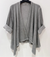 LINEN/COTTON BLEND WATERFALL CARDI - 8-14 - CHARCOAL