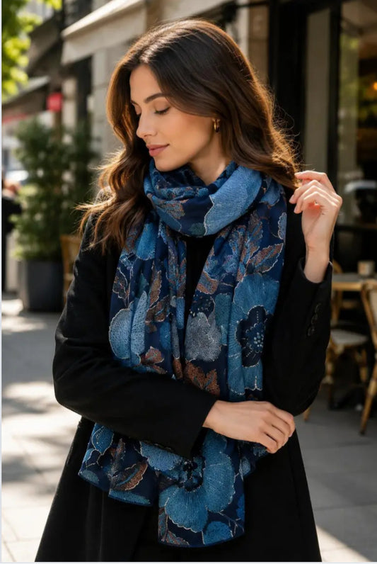 FLORAL FOIL PRINT SCARF