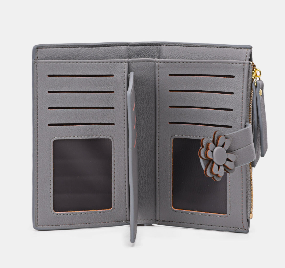 FLOWER WALLET - GREY