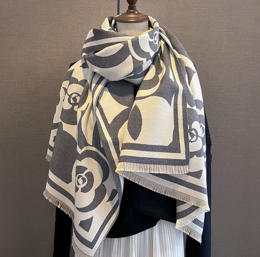 CAMELIA SCARF - GREY/CREAM