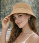 WOVEN BUCKET HAT - CAMEL