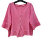 LINEN/COTTON BUTTON TOP - 10-16 - PINK