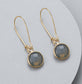 CIRCLE LONG CRYSTAL EARRINGS- GREY