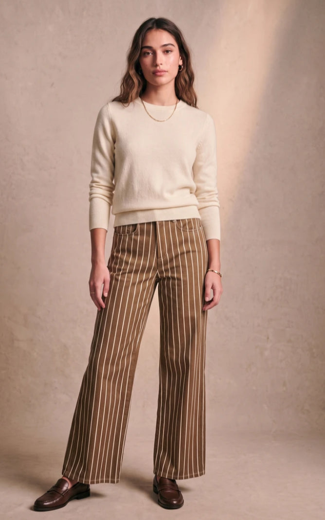 STRIPE COTTON PANTS - 10-14 - CAMEL