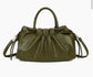 RUCHED LEATHERETTE BAG - KHAKI