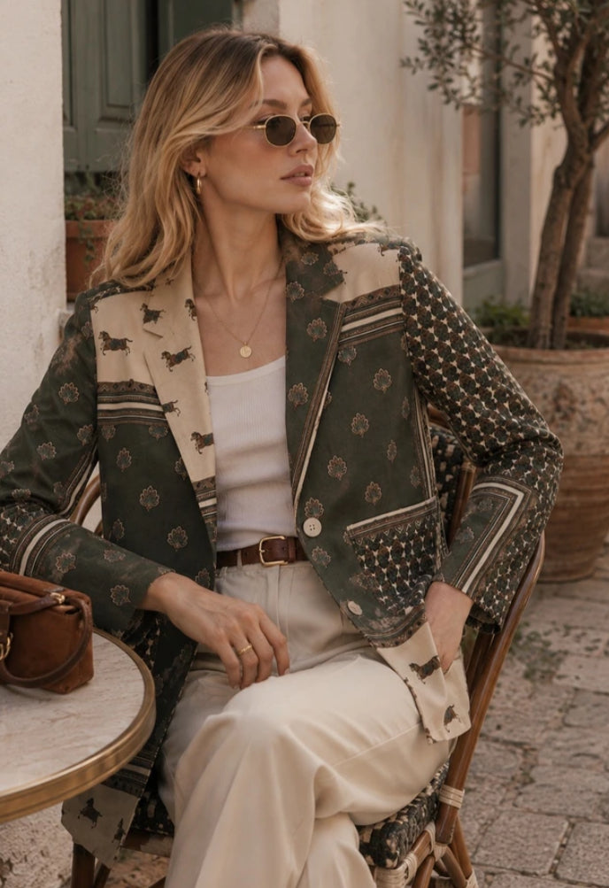 PATCHWORK BLAZER - 10-14 - KHAKI
