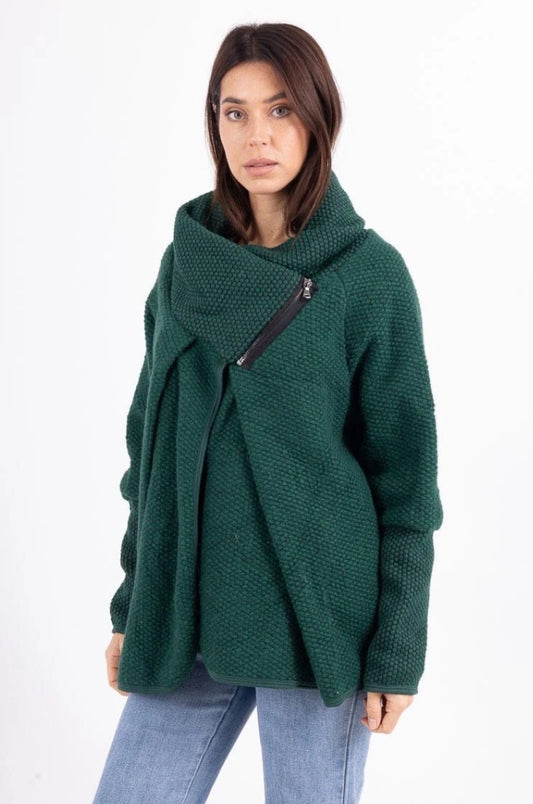 ASYMMETRIC ZIP JACKET - 10-16 - GREEN
