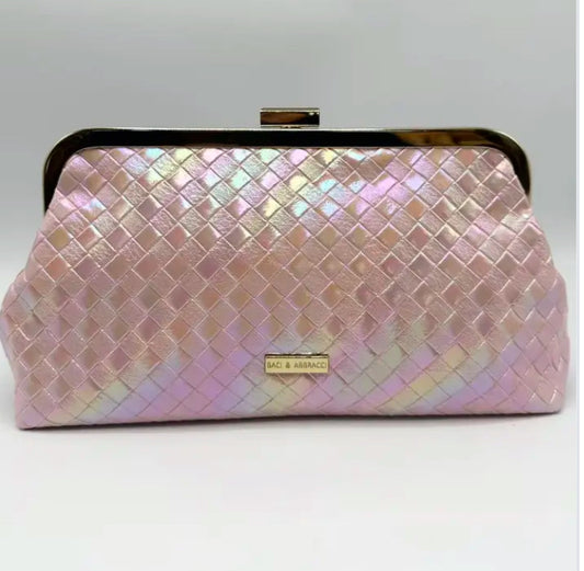 WOVEN CLUTCH BAG - PINK
