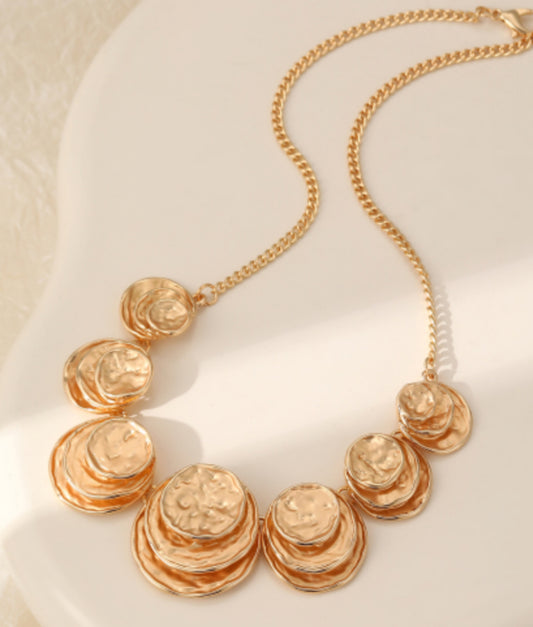 LAYERED CIRCLES STATEMENT NECKLACE