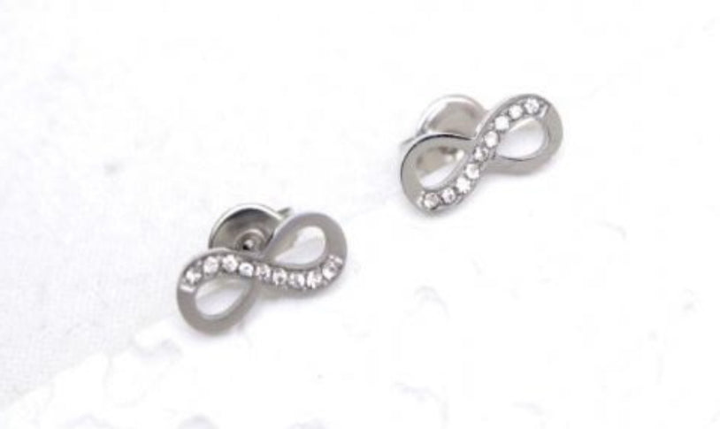 DIAMANTÉ INFINITY STUDS - SILVER