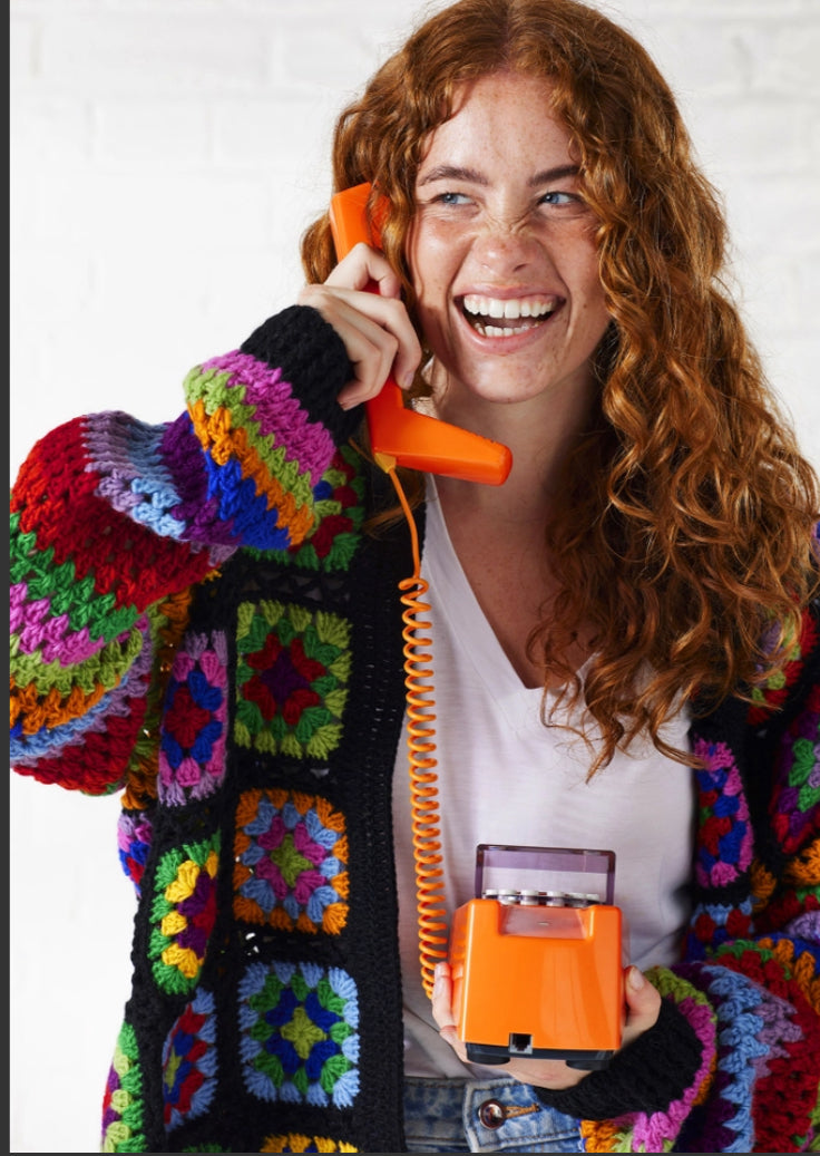 100% WOOL GRANNY SQUARE CARDI - FREE SIZE