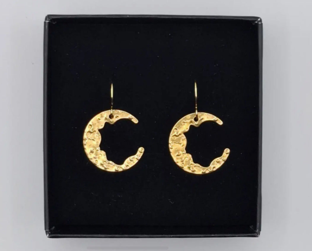 AURALINA BRASS CRESENT EARRINGS