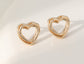 DOUBLE HEART STUD EARRINGS - GOLD