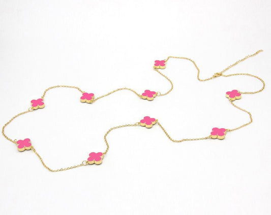 FUSCHIA PINK PETAL NECKLACE