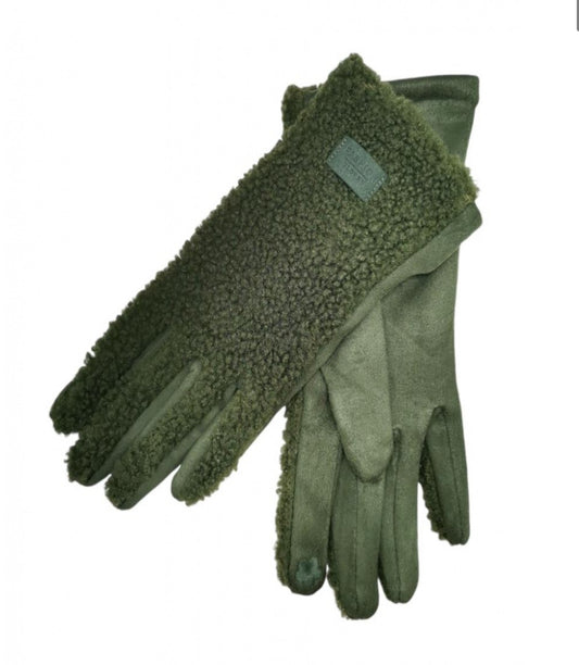 TEDDY FLEECE GLOVES - KHAKI