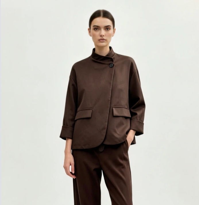 SIDE TIE JACKET - 10-16 - CHOCOLATE
