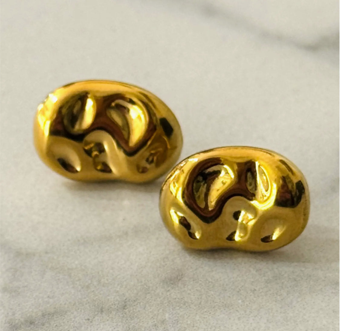 STAINLESS STEEL NUGGET STUD EARRINGS
