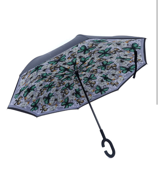 GREEN BUTTERFLY INVERTED UMBRELLA (CLICK & COLLECT ONLY)