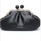 VINTAGE CLASP CLUTCH WITH CHAIN STRAP - BLACK