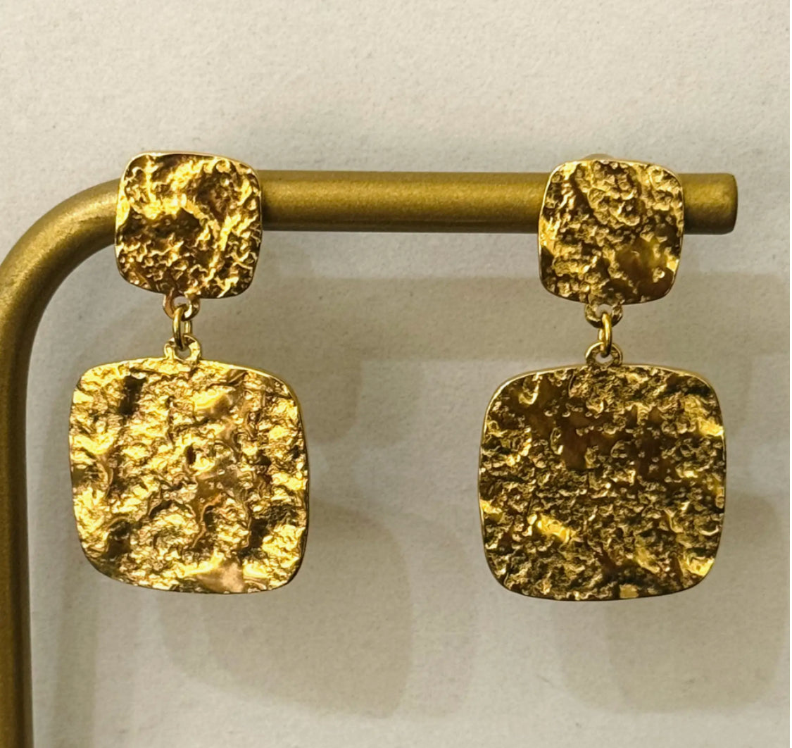 STAINLESS STEEL HAMMERED EARRINGS