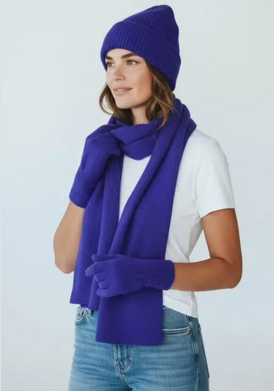 100% CASHMERE HAT SCARF & GLOVES SET IN XMAS GIFT BOX