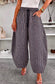 SUEDETTE CHECK BARREL PANTS - 10-16 - NAVY