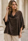 LEOPARD SATIN COWL TOP - 10-16 - CHOCOLATE