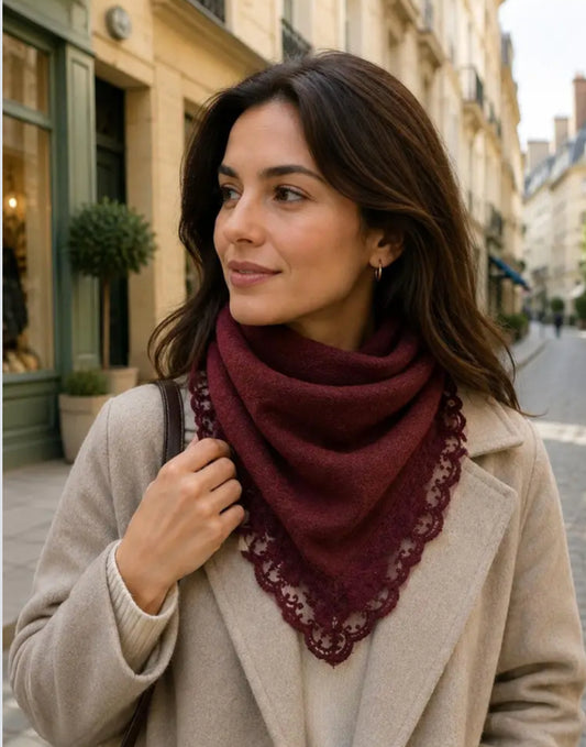 LACE TRIM TRIANGLE SCARF