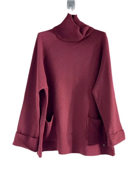 TURTLENECK POCKET KNIT - 8-14 - BURGUNDY
