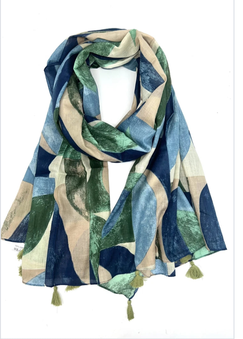 COTTON ABSTRACT PRINT SCARF