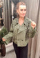 KHAKI ANIMAL PRINT JACKET - 100% COTTON - 8-neat 14