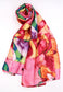SILK BLEND ABSTRACT PRINT SCARF- FUSCHIA