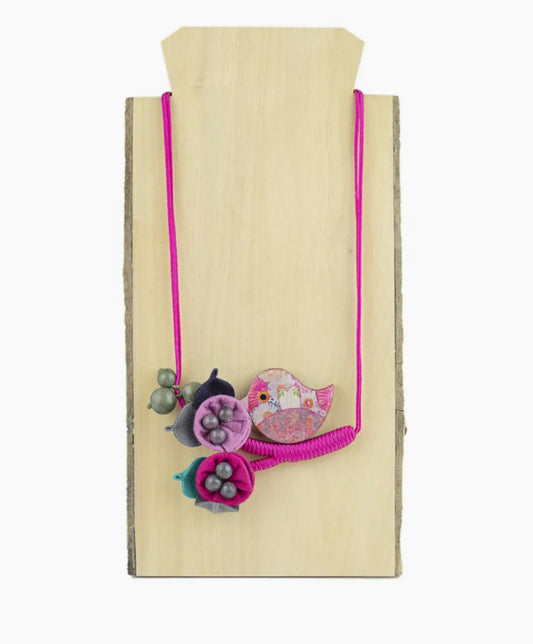 BIRD ON A WIRE - FELT, WOOD, RESIN & FABRIC