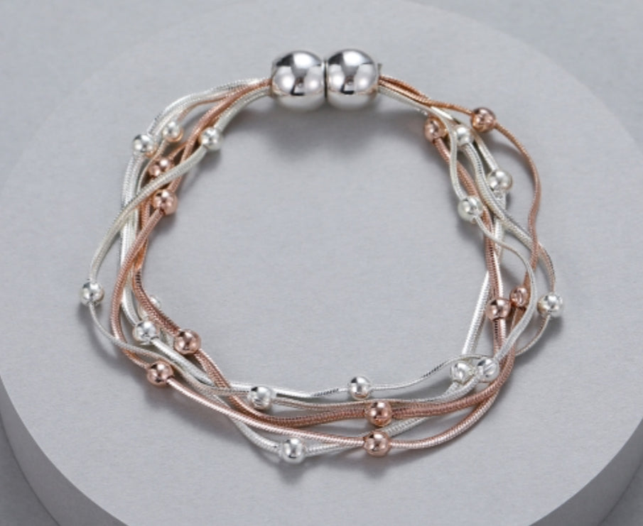 MAGNET MULTISTRAND BRACELET - MIXED METAL