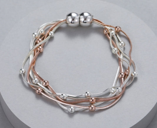 MAGNET MULTISTRAND BRACELET - MIXED METAL