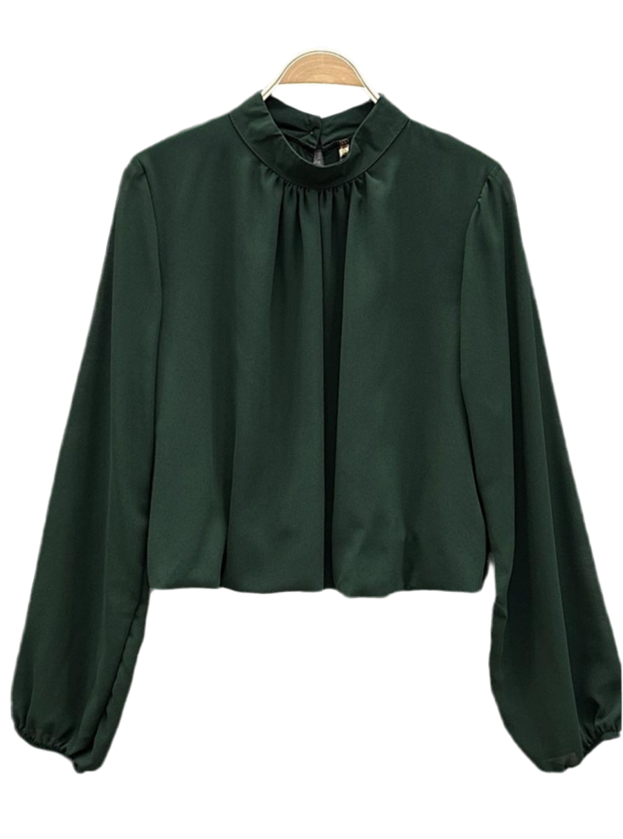 CHIFFON BLOUSE - 8-12 - BOTTLE GREEN