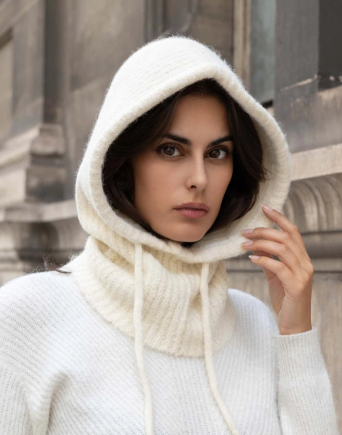 WOOL BLEND HOOD ‘N SNOOD - CREAM