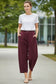 VELOUR BALLOON LEG PANTS - 10-16 - BURGUNDY