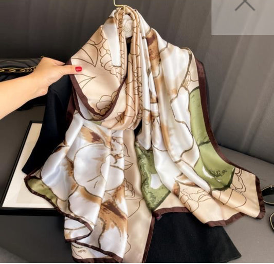 SILK FEEL BOTANICAL PRINT SCARF