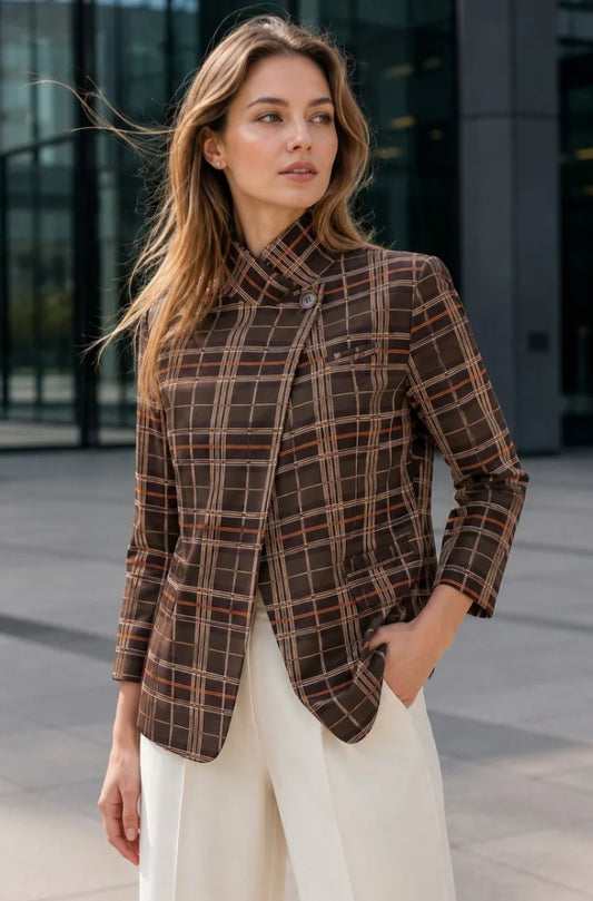 SIDE TIE CHECK JACKET - 10-14