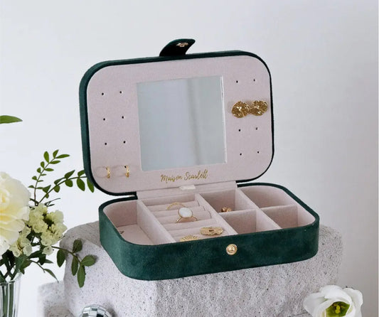 VELVET JEWELLERY BOX - GREEN