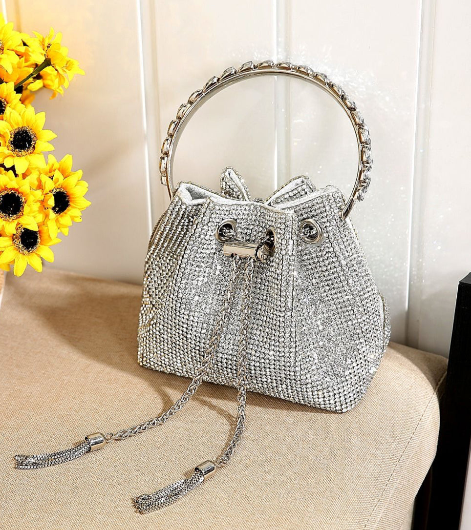 SILVER CRYSTAL OCCASION BAG