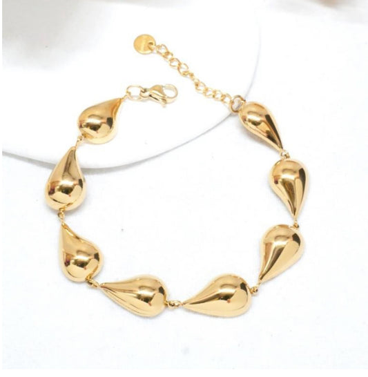 GOLD PLATED STAINLESS STEEL TEARDROP BRACELET