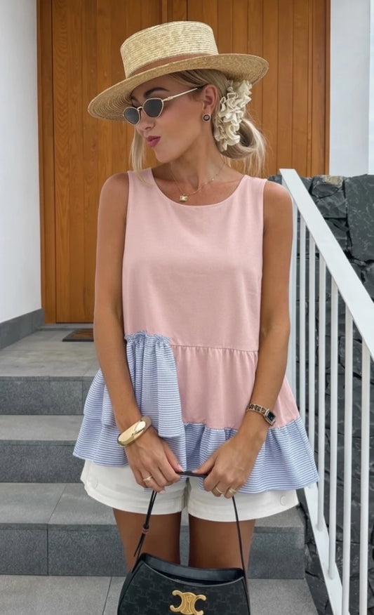 FRILL HEM TANK TOP - 10-16 - PINK